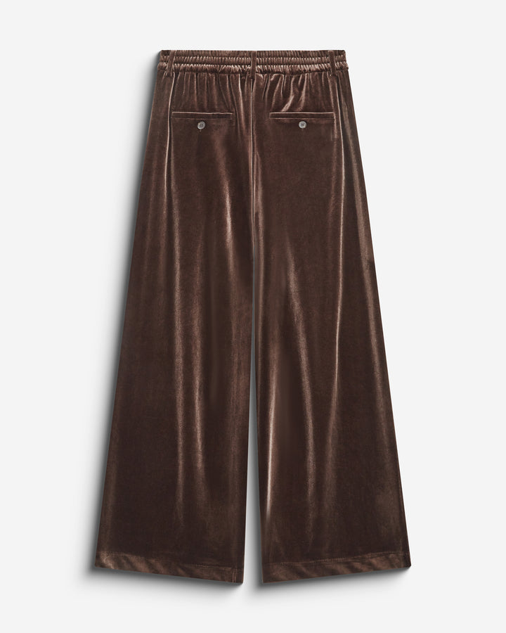 Wide-leg velvet tailored pants chocolat Benson