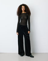 Wide-leg velvet tailored pants noir Benson