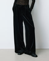 Wide-leg velvet tailored pants noir Benson