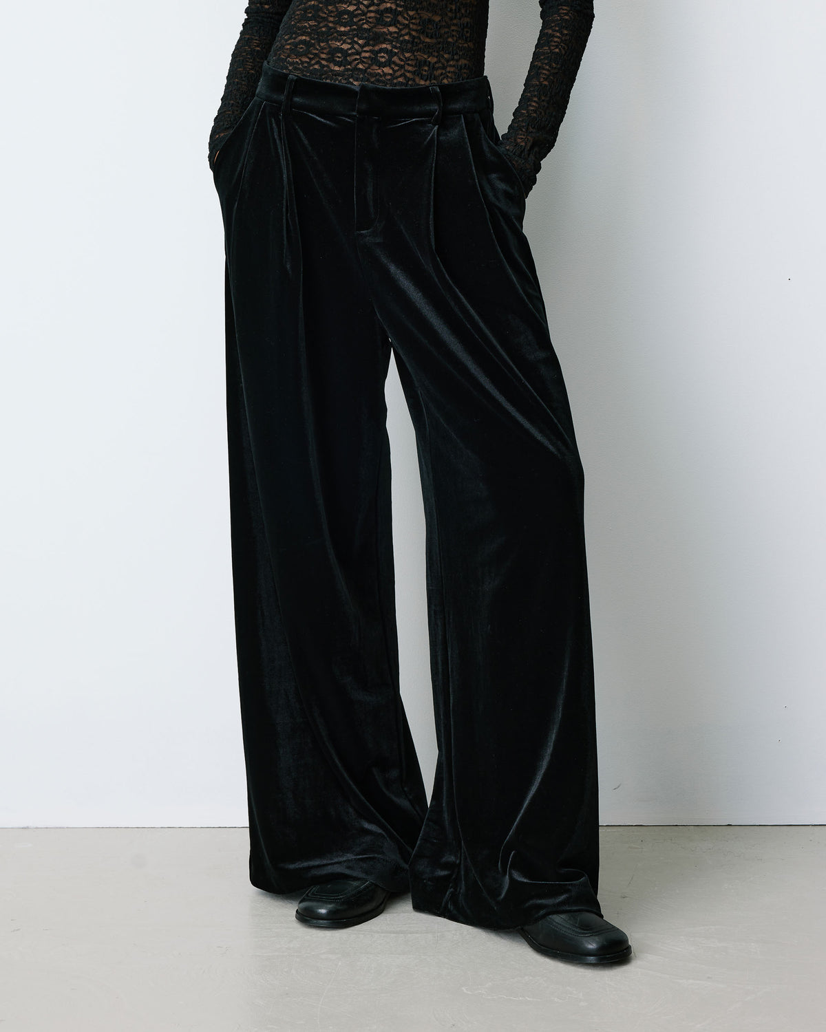 Wide-leg velvet tailored pants noir Benson