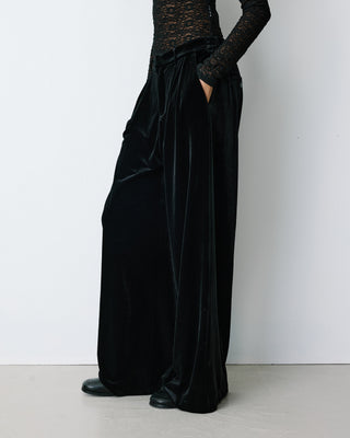Wide-leg velvet tailored pants noir Benson