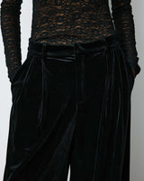 Wide-leg velvet tailored pants noir Benson