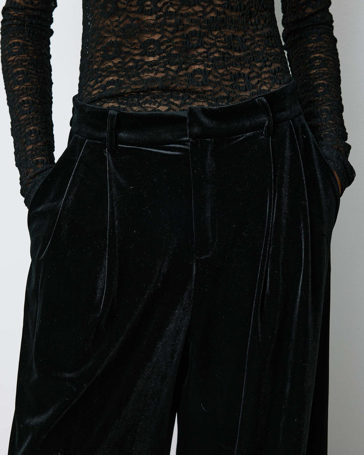Wide-leg velvet tailored pants noir Benson