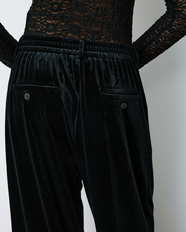 Wide-leg velvet tailored pants noir Benson