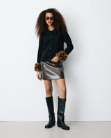 Mini-jupe en similicuir effet croco chocolat Betty