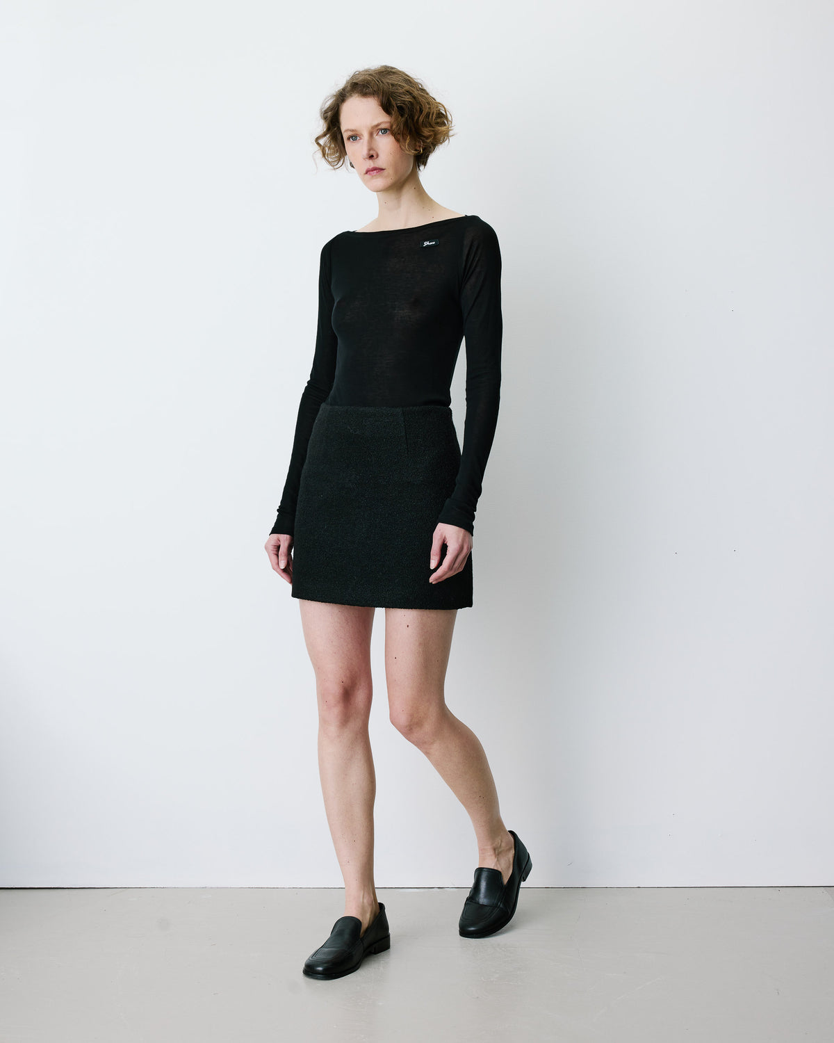 Minifalda de mezcla de lana noir Brisa
