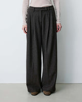 Pantaloni sartoriali a righe in misto lana cioccolato Baldwin
