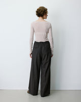 Pantaloni sartoriali a righe in misto lana cioccolato Baldwin