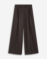 Pantaloni sartoriali a righe in misto lana cioccolato Baldwin