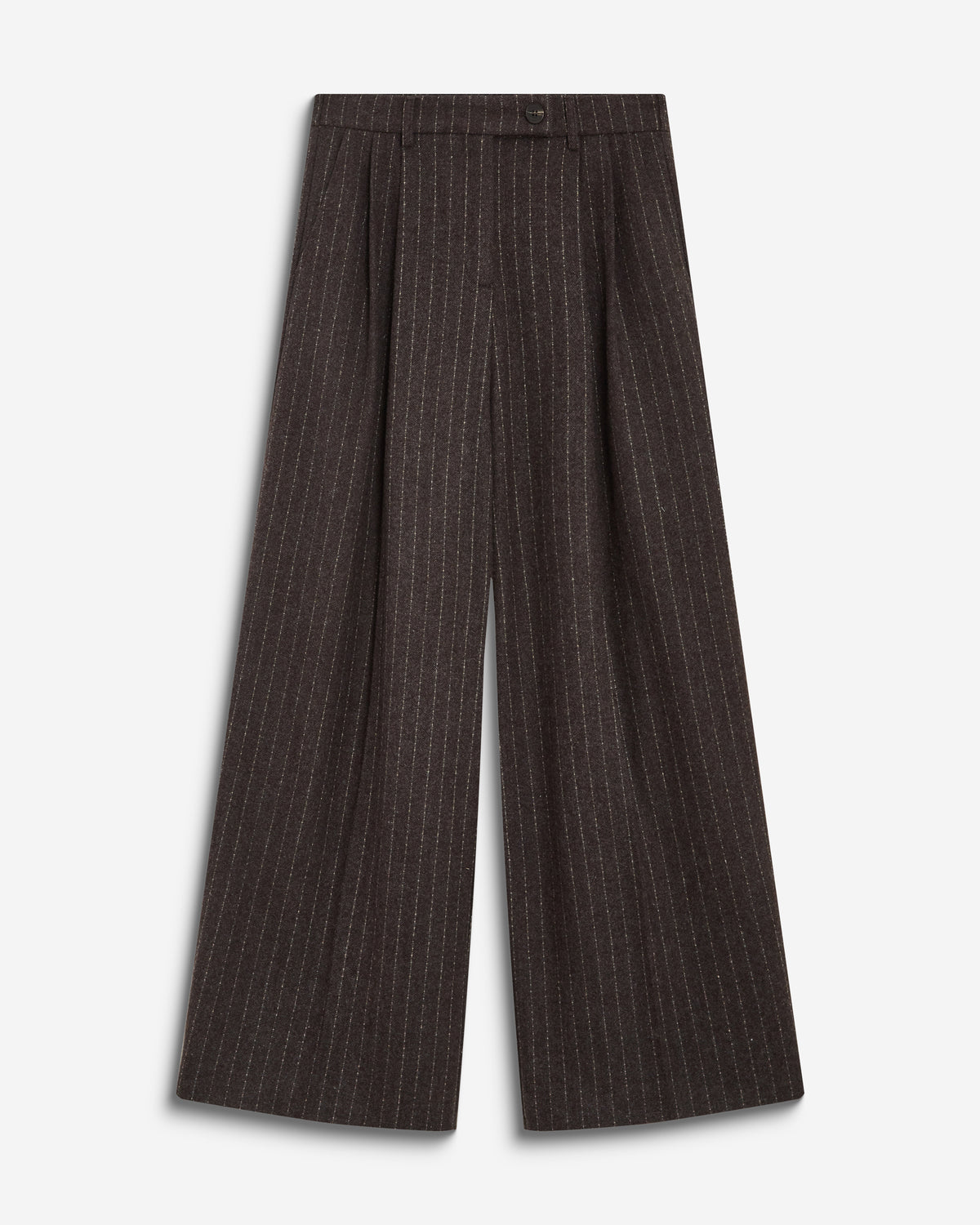 Pantaloni sartoriali a righe in misto lana cioccolato Baldwin