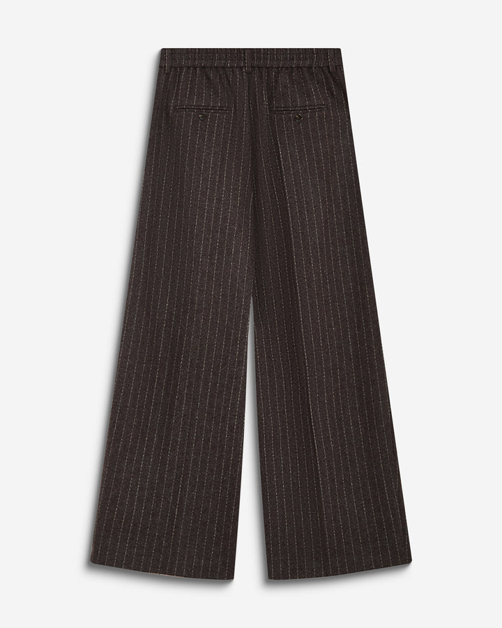 Pantaloni sartoriali a righe in misto lana cioccolato Baldwin