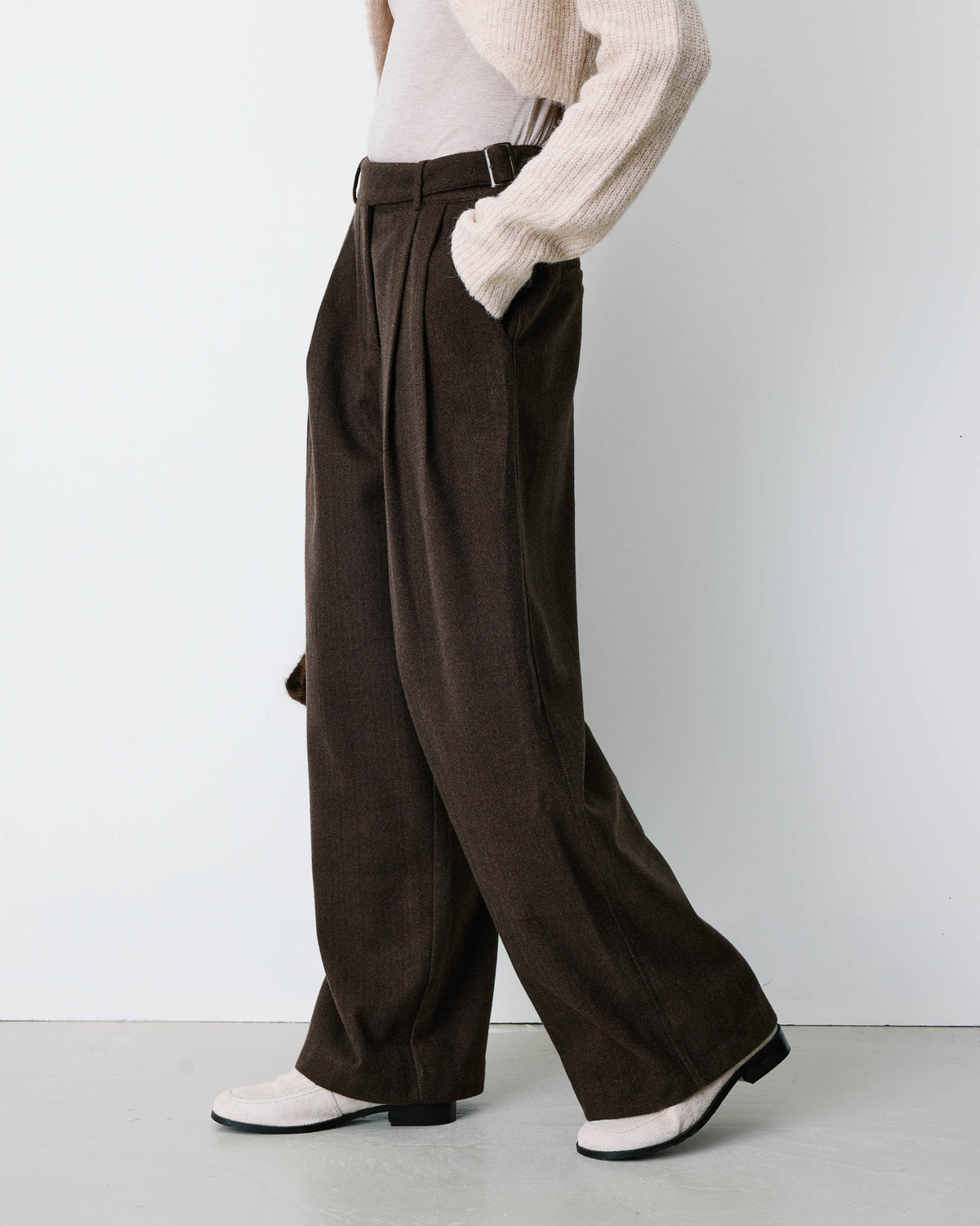 Loose-fit tailored pants chocolat Bastien