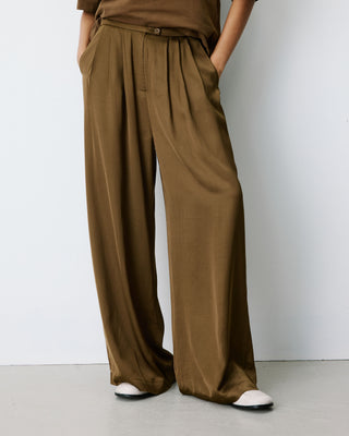 Wide-leg satin pants olive Barnabe