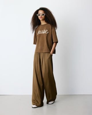 Wide-leg satin pants olive Barnabe