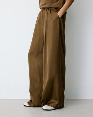 Wide-leg satin pants olive Barnabe
