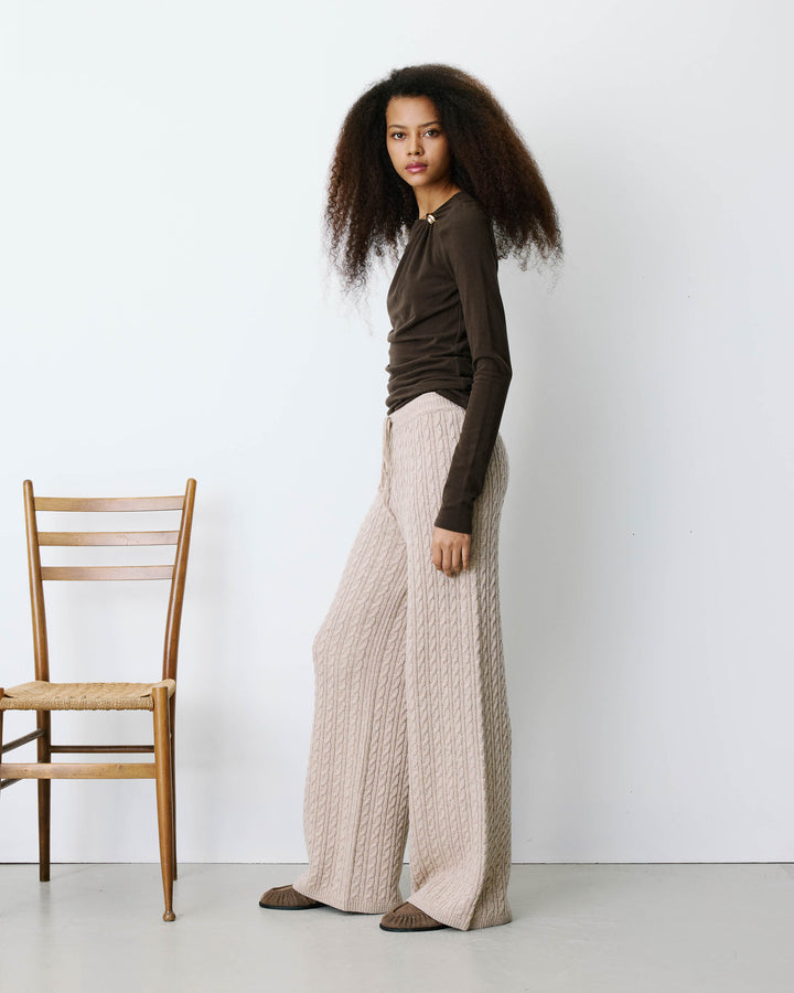 Wide-leg knitted pants grege Bilo