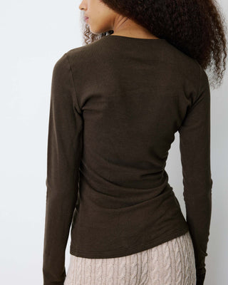 Long-sleeve draped top chocolat Bijou