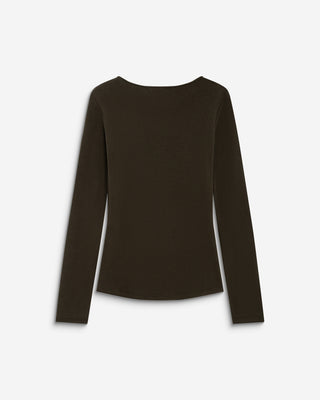 Long-sleeve draped top chocolat Bijou