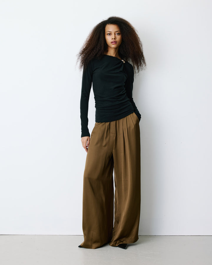Long-sleeve draped top noir Bijou