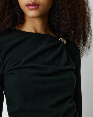 T-shirt drapé près du corps à boucle dorée noir Bijou