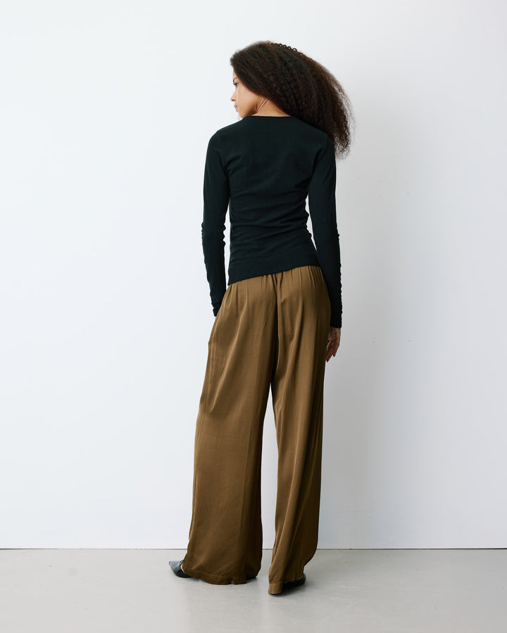 Long-sleeve draped top noir Bijou
