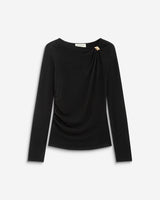 Long-sleeve draped top noir Bijou