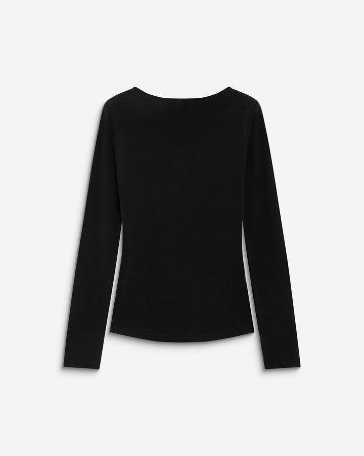 Long-sleeve draped top noir Bijou