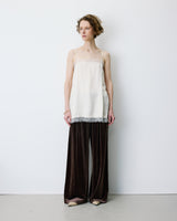Square-neck lace-trim satin cami ecru Blossom