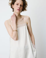 Square-neck lace-trim satin cami ecru Blossom