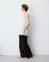 Square-neck lace-trim satin cami ecru Blossom