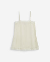 Square-neck lace-trim satin cami ecru Blossom