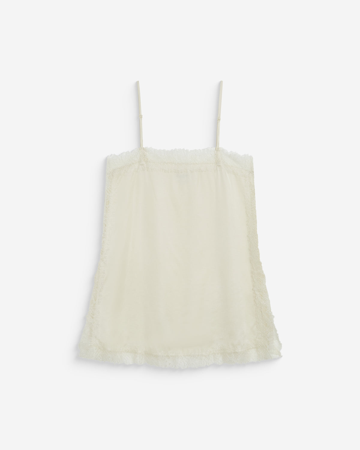 Square-neck lace-trim satin cami ecru Blossom