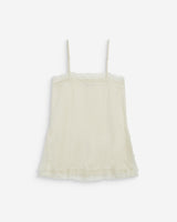 Square-neck lace-trim satin cami ecru Blossom