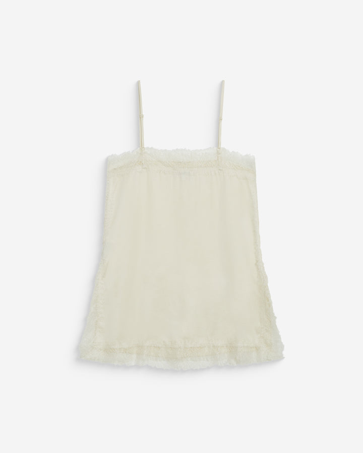 Square-neck lace-trim satin cami ecru Blossom