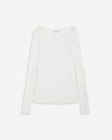 T-shirt ajusté col bateau manches longues ivoire Bennett