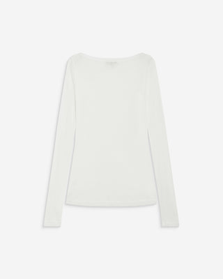 T-shirt ajusté col bateau manches longues ivoire Bennett