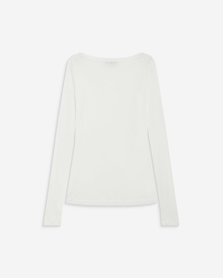 T-shirt ajusté col bateau manches longues ivoire Bennett