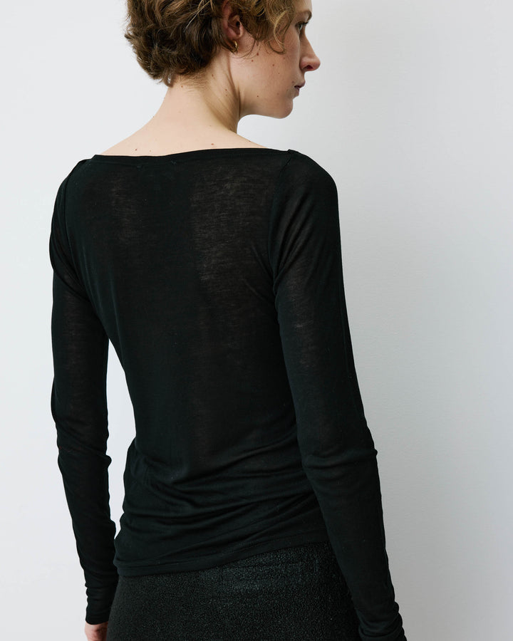 Camiseta de manga larga con cuello barco noir Bennett
