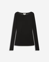 T-shirt ajusté col bateau manches longues noir Bennett