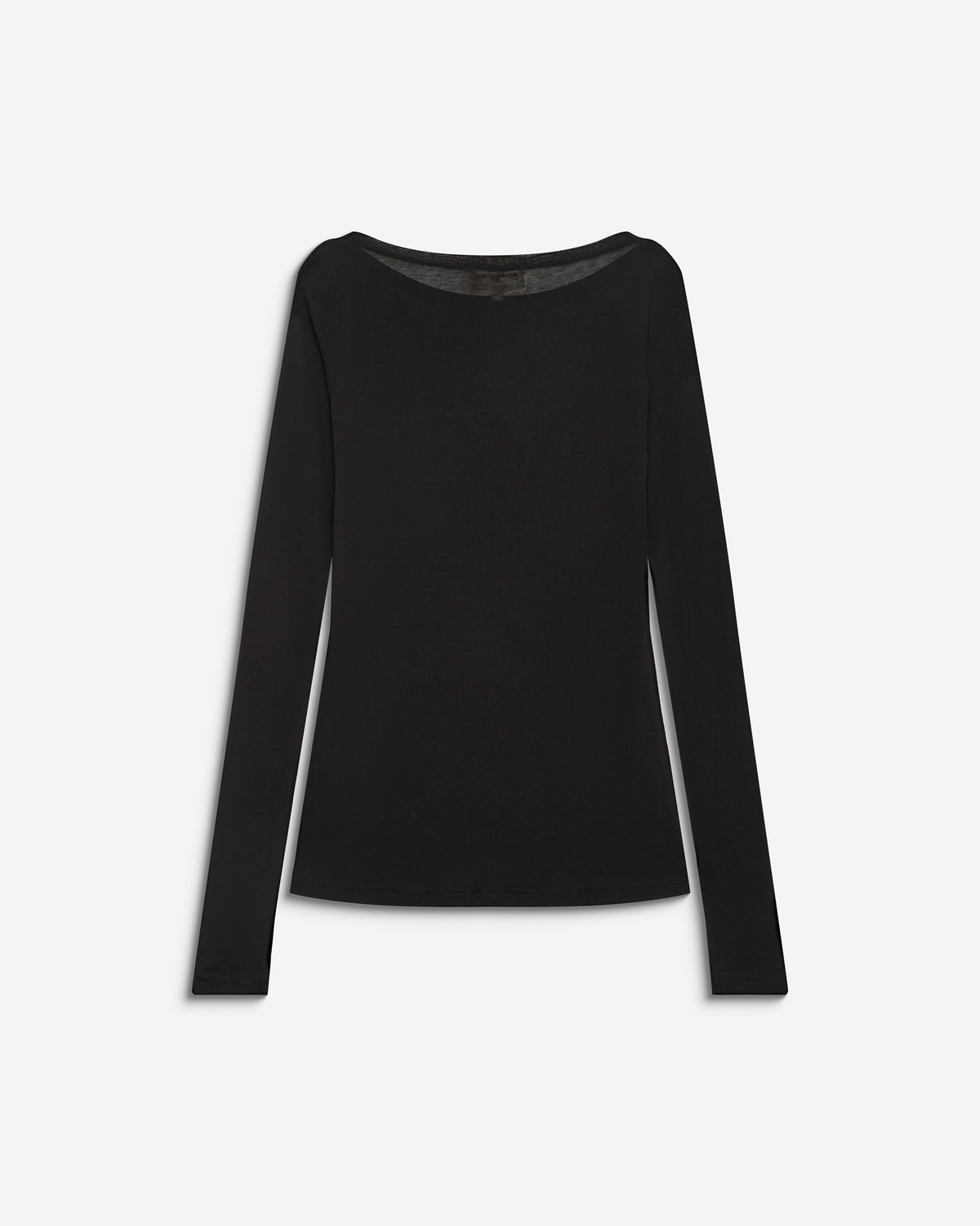 T-shirt ajusté col bateau manches longues noir Bennett