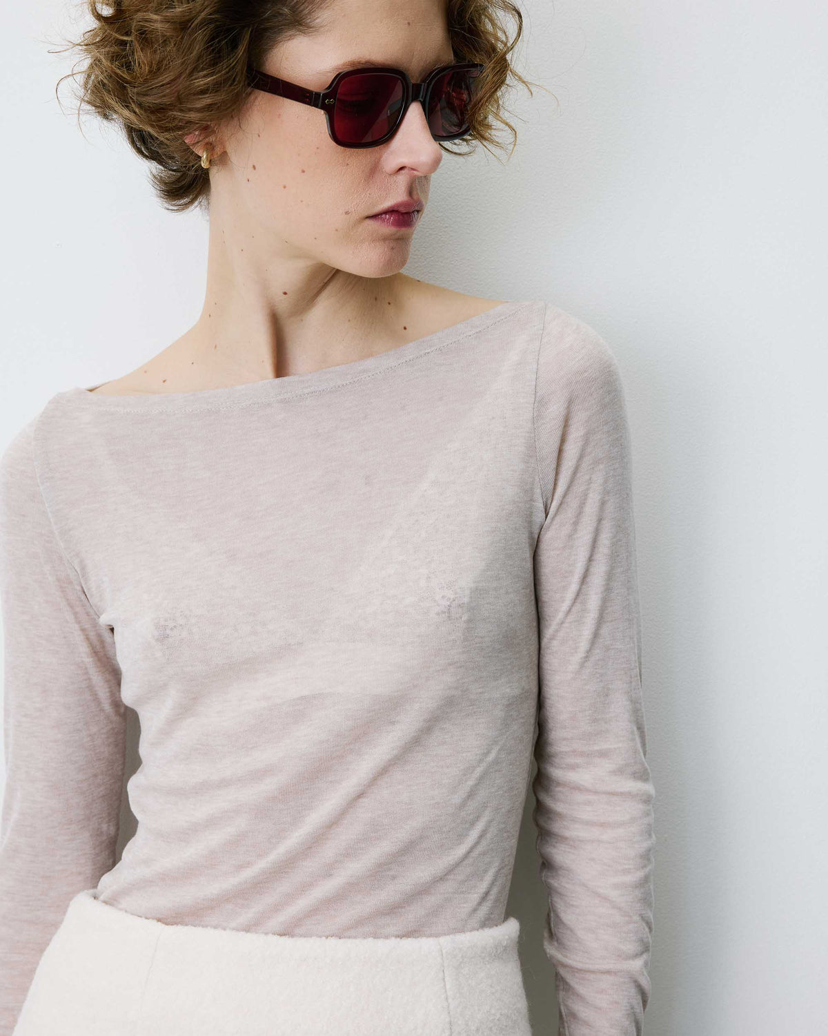 Camiseta de manga larga con cuello barco sable Bennett