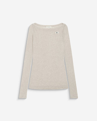 T-shirt ajusté col bateau manches longues sable Bennett