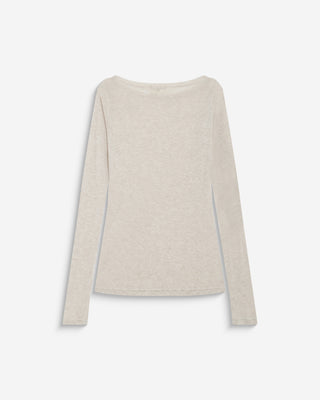 T-shirt ajusté col bateau manches longues sable Bennett