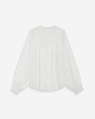 Blouse fluide transparente en mousseline lurex ecru Belinda