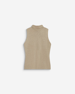 Top col montant en maille lurex sans manches gold Bailey
