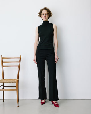 Top col montant en maille lurex sans manches noir Bailey