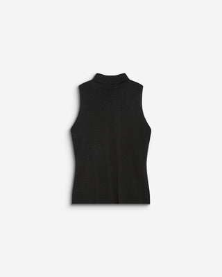 Top col montant en maille lurex sans manches noir Bailey