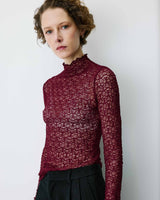 Top en dentelle ajusté manches longues cherry Blake