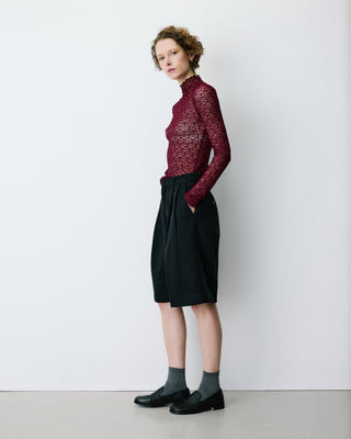 Top en dentelle ajusté manches longues cherry Blake