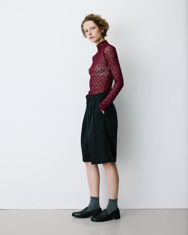 Top en dentelle ajusté manches longues cherry Blake